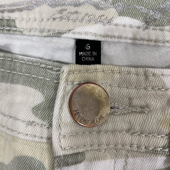 Seven 7 Camouflage High Waist Ripped Skinny Easy fit jeans Beige Green / Cream 6 - Picture 6 of 16